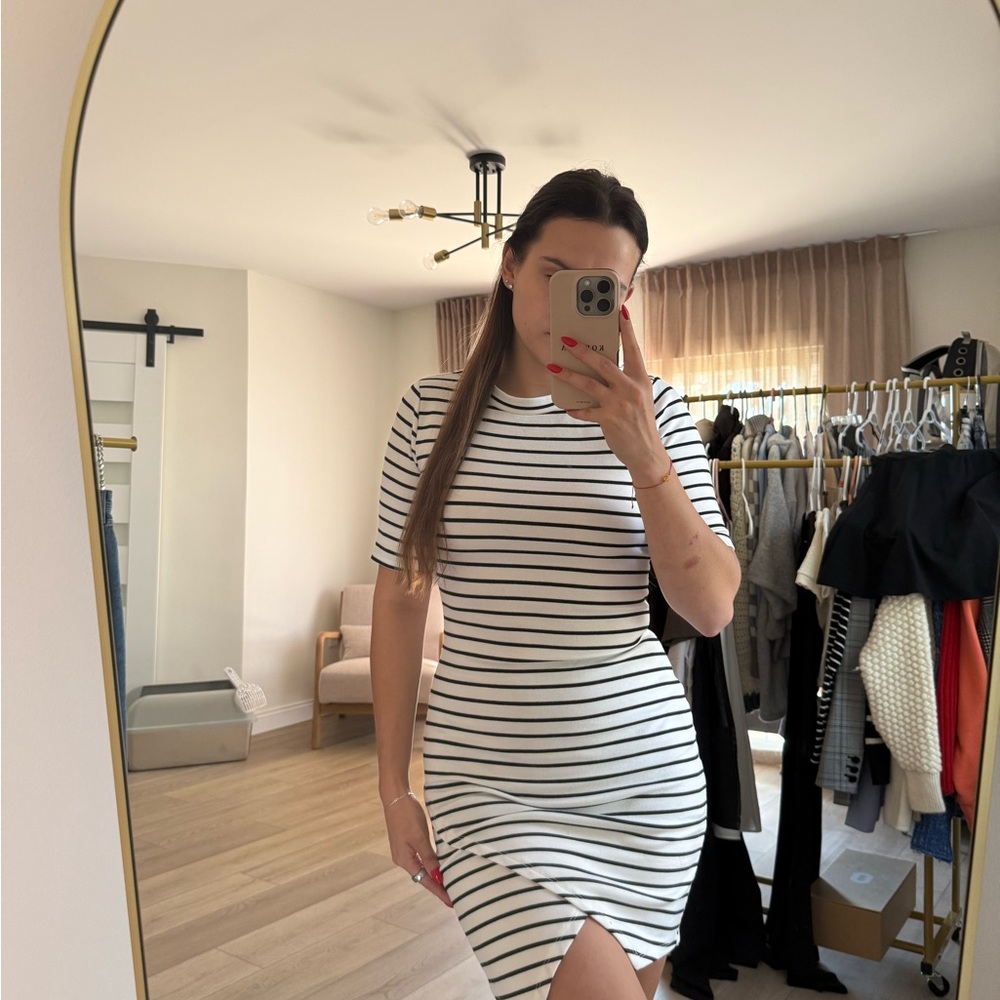Iris Black and White Striped Mini Dress